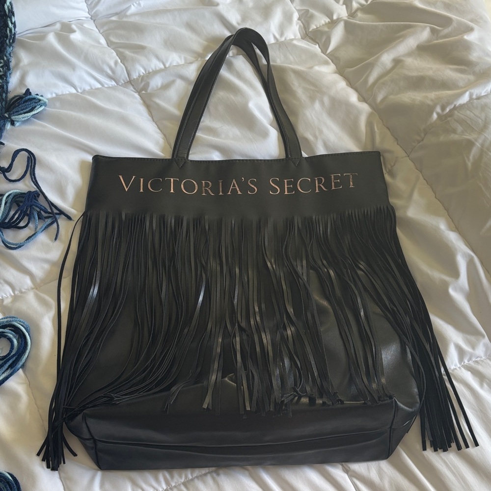 Victoria's Secret Black Tote with Fringe